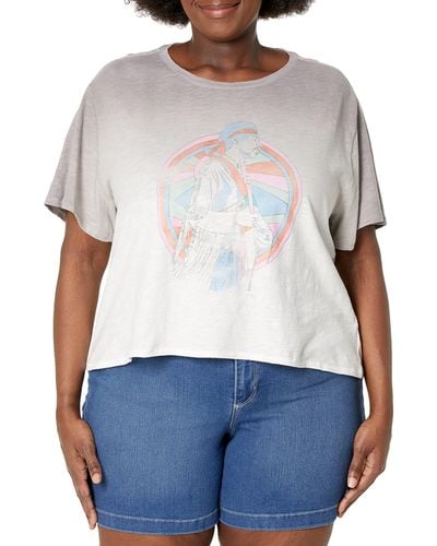 Lucky Brand Jimi Hendrix Cropped Graphic Crew - White