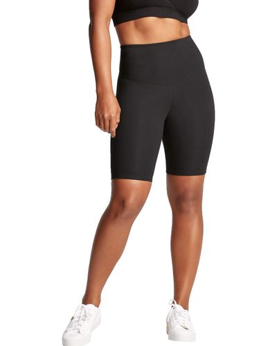 Yummie Womens Mel Cotton Stretch Shaping Biker Shorts - Black