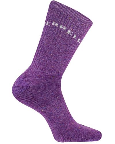 Merrell Adult's Speckled Wool Blend Crew Socks-1 Pair Pack- Moisture Wicking - Purple
