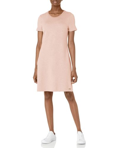 Calvin Klein Short Sleeve Logo T-shirt Dress - Pink