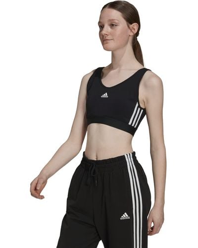 adidas 3-stripes Crop Top With Removable Pads - Black