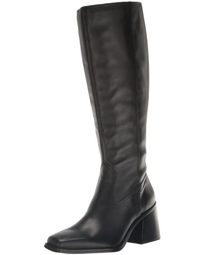 Vince Camuto Sangeti Stacked Heel Knee High Wide Calf Boot Fashion - Black