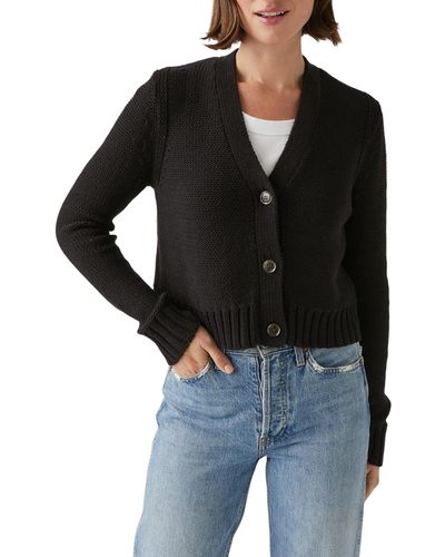 Michael Stars Fran Crop Sweater Cardigan - Black