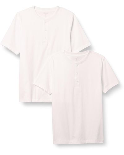 Amazon Essentials Slim-fit Short-sleeve Jersey Henley - White