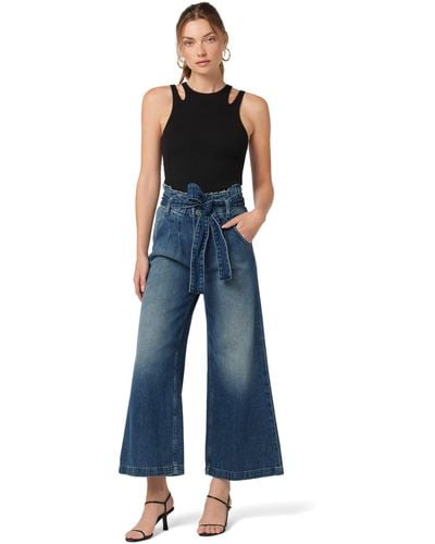 Hudson Jeans Jeans Wide Leg Cropped Trouser With Paper Bag Waist - Blue