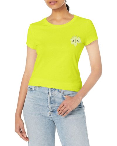 Emporio Armani A | X Armani Exchange Crew Neck Slim Fit Breast Logo T-shirt - Yellow
