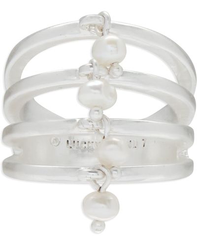 Lucky Brand Pearl Faux Ring Stack - White