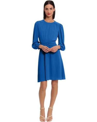 Donna Morgan Long Sleeve Twist Waist Dress - Blue