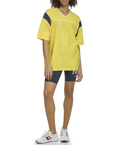 Tommy Hilfiger Oversized Fit V-neck Printed Graphic Down Side & On Sleeve T-shirt/jersey - Yellow