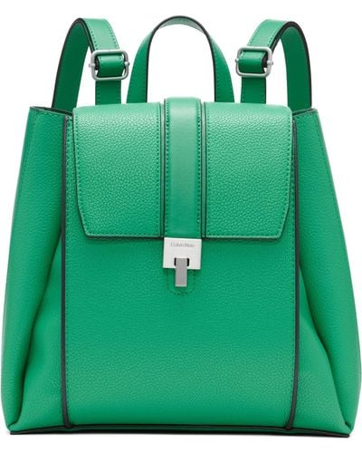 Calvin Klein Sahara Flap Turnlock Backpack - Green