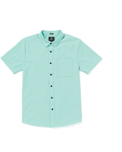 Volcom Date Knight Short Sleeve Classic Fit Button Down Shirt - Blue