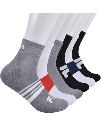 Fila S Striped Half Cushion Quarter Socks - Gray