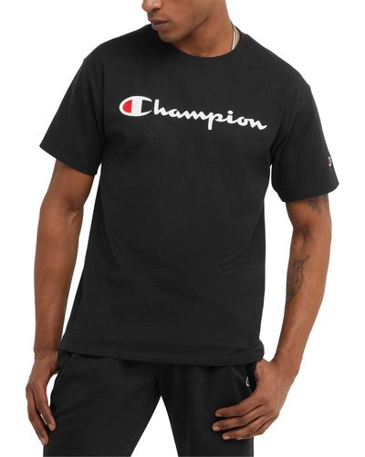 Champion , Cotton Midweight Crewneck Tee,t-shirt For - Black