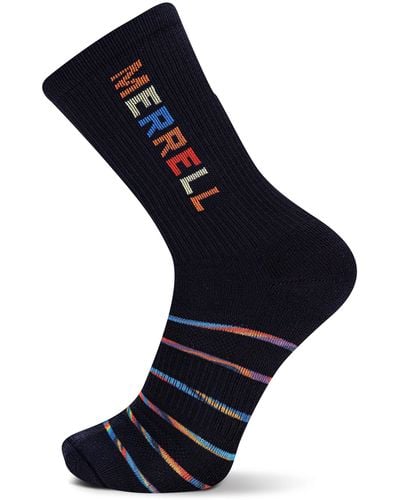 Merrell And Rainbow Logo Crew Socks-1 Pair Pack-eco Polyester And Half Cushion Comfort - Blue
