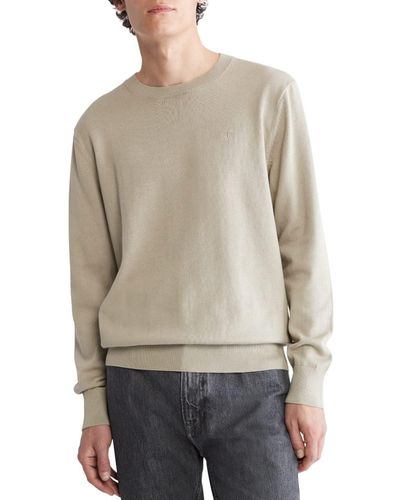 Calvin Klein Compact Cotton Crewneck Sweater - Gray