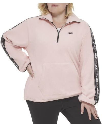 DKNY Size Plus Cozy Comfy Quarter Zip Sweatershirt - Pink