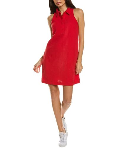 Monrow Hd0485-gauze Henley Halter Dress - Red