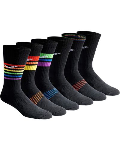 Saucony Multi-pack Mesh Ventilating Comfort Fit Performance Crew Socks - Black