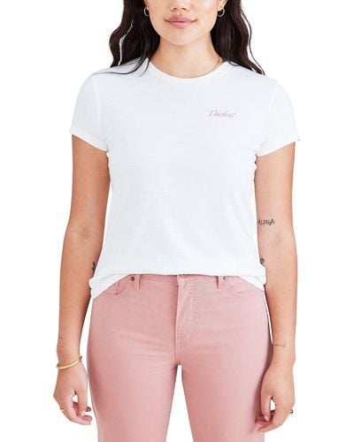 Dockers Slim Short Sleeve Graphic Tee Shirt, - White
