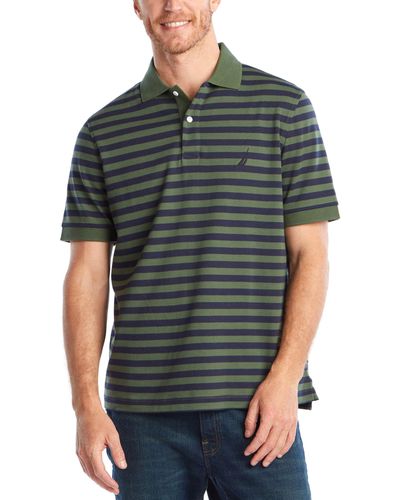 Nautica Big Classic Fit Short Sleeve 100% Cotton Stripe Soft Polo Shirt - Multicolor
