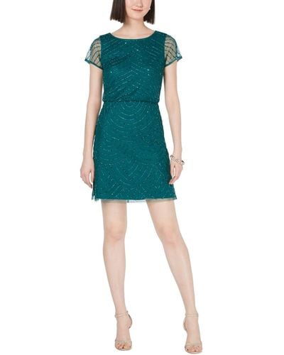 Adrianna Papell Bead Blouson Dress - Green