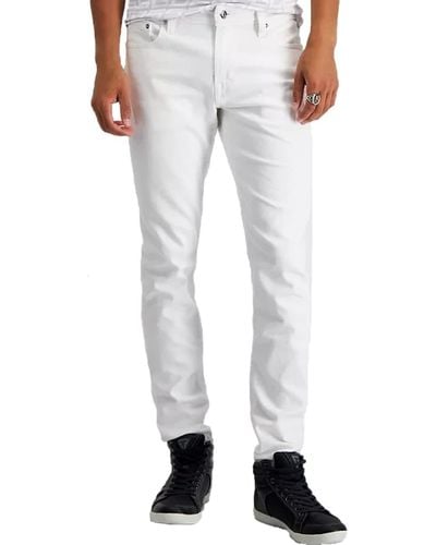 Guess Mens Mid Rise Slim Fit Slim Tapered Leg Jeans - White