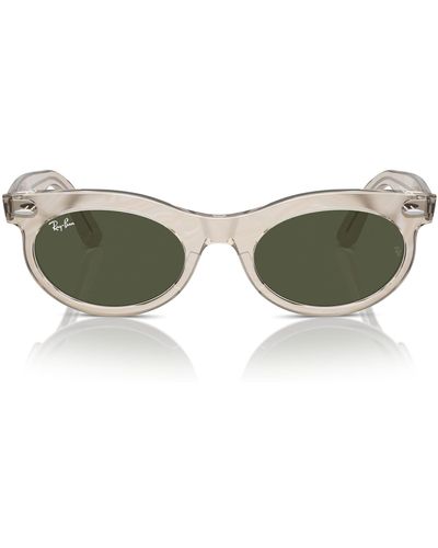 Ray-Ban Rb2242f Wayfarer Oval Low Bridge Fit Sunglasses - Green