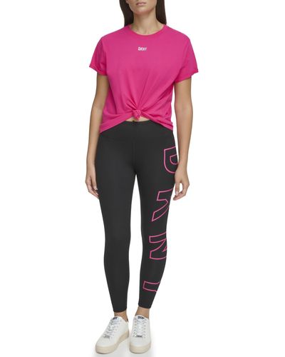 DKNY Tummy Control Workout Yoga Leggings - Pink