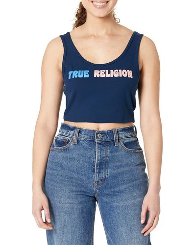 True Religion Galaxy V Neck Tee - Blue