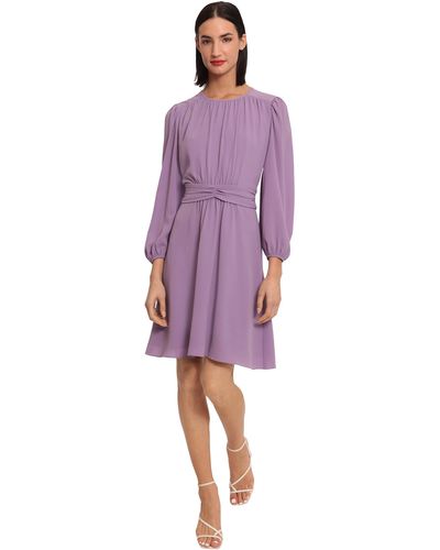 Donna Morgan Long Sleeve Twist Waist Dress - Purple