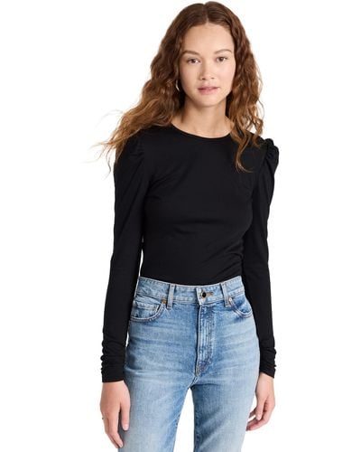 Rebecca Taylor Ruched Long Sleeve Top - Black