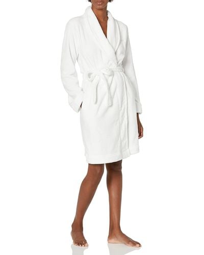 Calvin Klein Logo Belted Fluffy Soft Robe - White