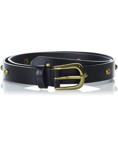 Lucky Brand Domed Studded Leather Belt With Harness Buckle - Black