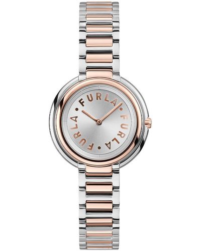 Furla Icon Shape Silver & Rose Gold Stainless Steel Bracelet Watch - Metallic