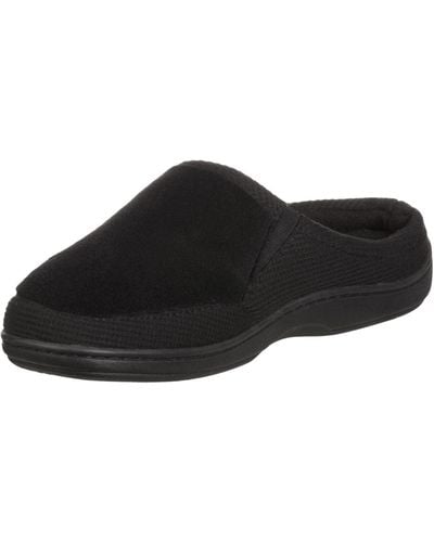 Isotoner Microterry And Waffle Travis Slip-on Hoodback Slipper - Black