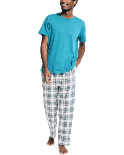 Nautica Flannel Plaid Pajama Pant Set - Blue