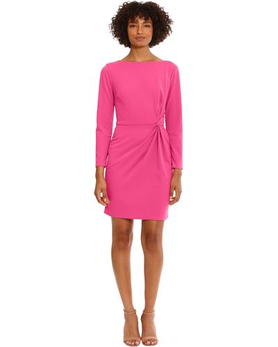 Donna Morgan Side Waist Twist Detail Dress Workwear Office Career Event Party Guest Of - Pink