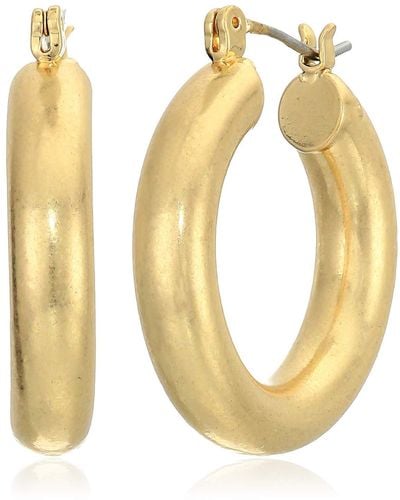 Lucky Brand Small Tubular Hoop Earrings 1" - Metallic