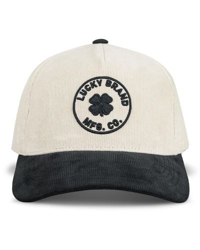 Lucky Brand Co. Embroidered Corduroy Hat With Adjustable Snapback Closure - Natural