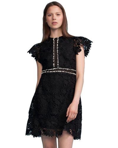 Cynthia Rowley Short Sleeve Lace Dress - Black