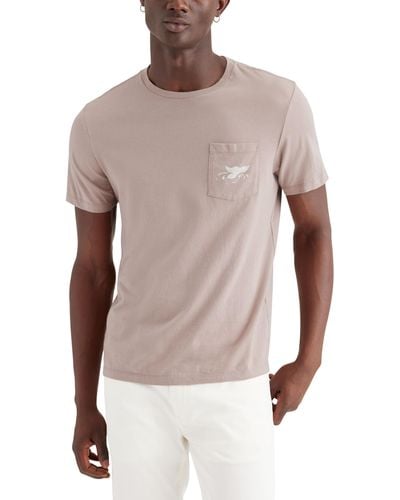 Dockers Slim Fit Short Sleeve Graphic Tee Shirt, - Brown