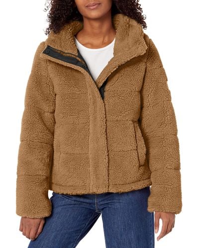 Calvin Klein Faux Sherpa Coat - Brown