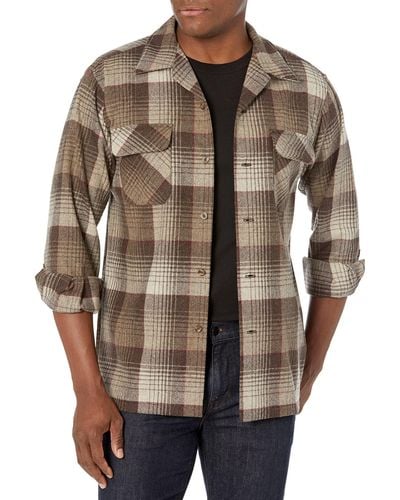 Pendleton Long Sleeve Classic Fit Board Wool Shirt - Brown