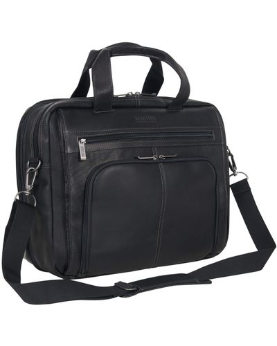 Kenneth Cole Out Of The Bag Hattan Colombian Leather Rfid 15.6" Laptop Briefcase - Black