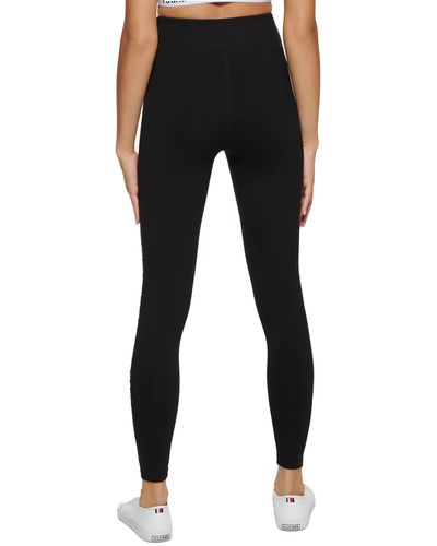 Tommy Hilfiger Performance Workout Pants-high-rise Cotton Leggings For - Black