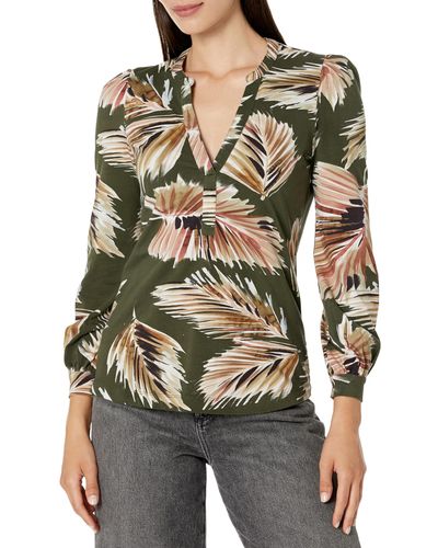 NIC+ZOE Nic+zoe Ls Fern Henley - Green