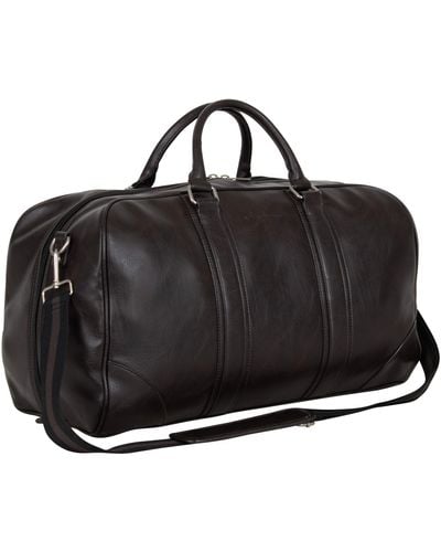 Ben Sherman 20" Travel Vegan Leather Weekender Carry-on Duffel Luggage/Gym Bag - Black