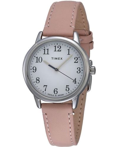 Timex Tone Case White Dial With Blush Leather - Metallic