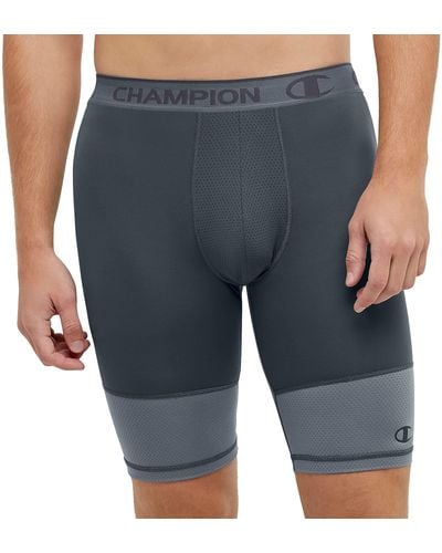 Champion , Compression Shorts With Total Support Pouch, Moisture Wicking, 6" & 9", Stealth/stormy Night C Logo, Xx-large - Blue