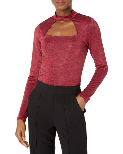 BCBGeneration Long Sleeve Bodycon Top With Cutout - Red